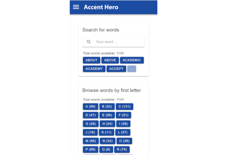 Accent Hero screenshot: Flexible practice workflow